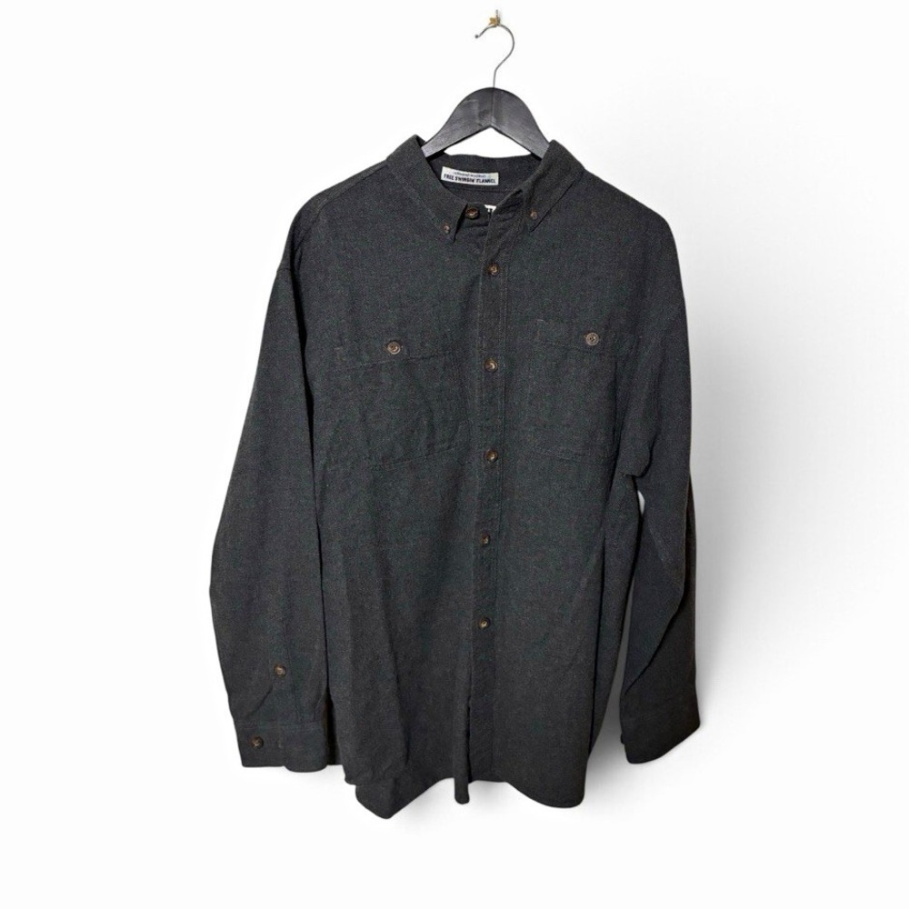 Duluth Trading Co Free Swingin Flannel Shirt Mens Large Charcoal Gray Relaxed
